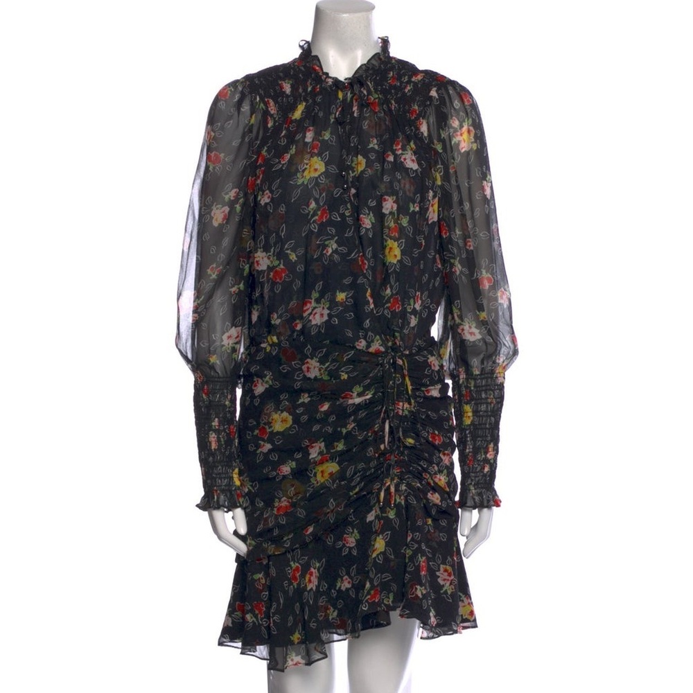 Veronica Beard Black and Red Tiered Ruffled Mini Dress